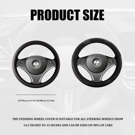 Lyxheth Car Steering Wheel Cover, Steering Wheel Cover Protector, 15 Inch Carbon Fiber Microfiber Leather Elastic Steering Wheel Protector, Car Steering Wheel Accessories for Vehicles (Black)