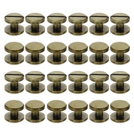 PATIKIL M4x4mm Chicago Screws, 25 Sets Brass Chicago Screw Slotted Binding Post Screw Rivets for Leather Belt Scrapbook Photo Albums, Bronze