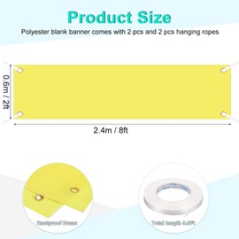 PATIKIL Blank Banners Signs to Decorate 2'x8' Sublimation Yellow Banner with Hanging Rope for Business Outside Outdoor Wall, 2 Set