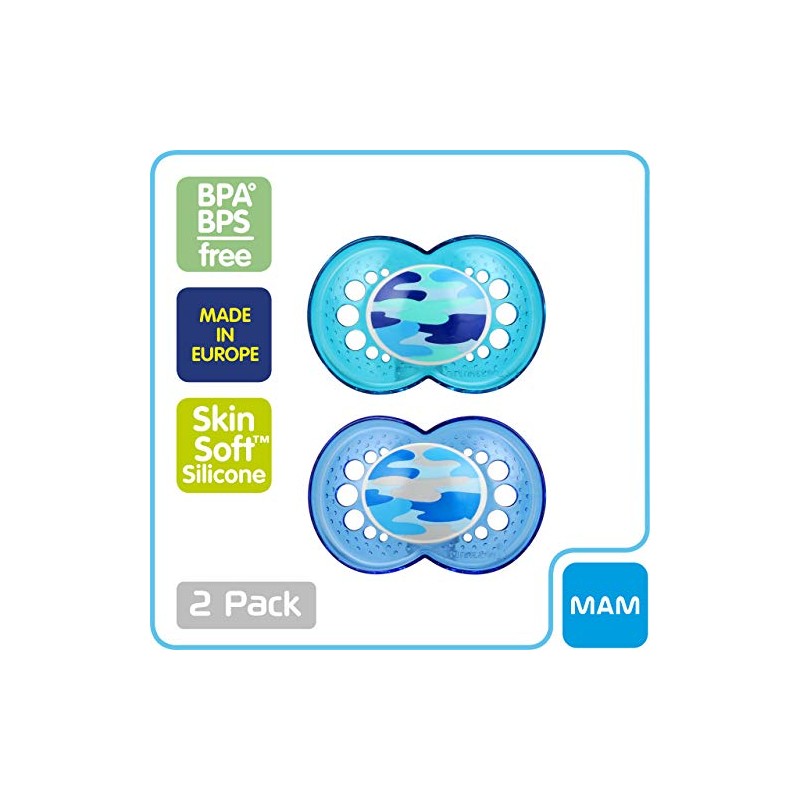 MAM Camo Orthodontic Pacifier, Boy, 16+ Months, 2-Count