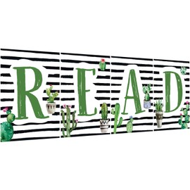 Qeeenar Reading Posters Cactus Library Decor Classroom Reading Corner Decoration Classroom Supplies Decor Bulletin Board for Daycare Kindergarten Preschool Elementary Middle School