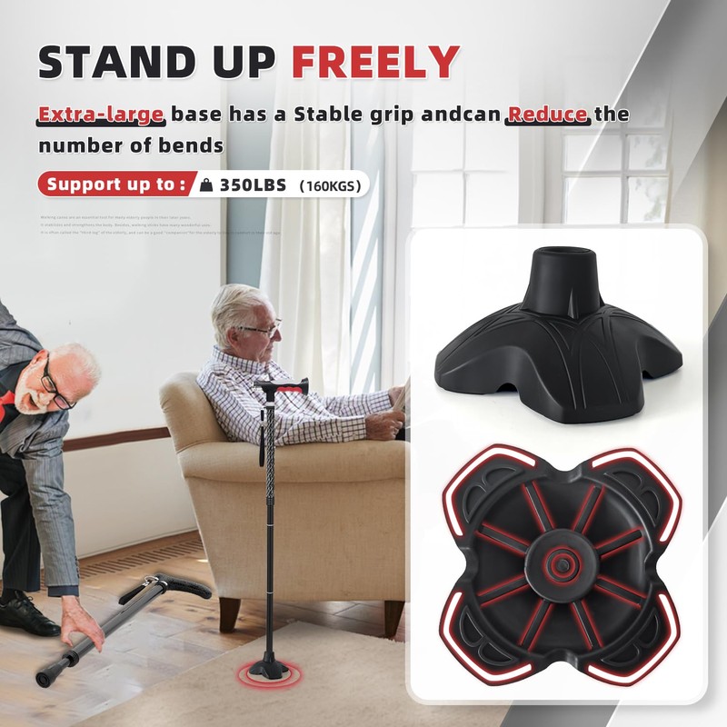 BigAlex Folding Walking Cane with Two Led Lights for Elderly