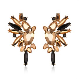 EVER FAITH Crystal Statement Earrings, Art Deco Marquise Drop Cluster Bridal Bling Colourful Dangle Earrings for Women Iridescent AB Gold Tone, Crystal, No Gemstone