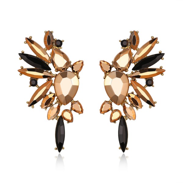 EVER FAITH Crystal Statement Earrings, Art Deco Marquise Drop Cluster