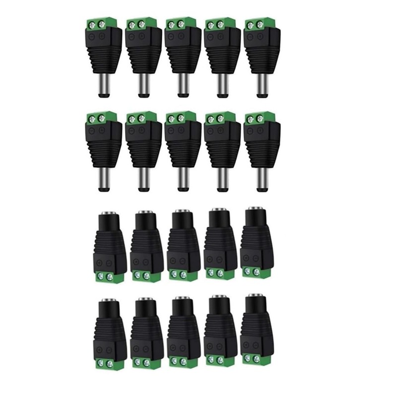 UPEYXDQR 10 Pairs 12V Male+Female 2.1x5.5MM DC Power Jack Plug