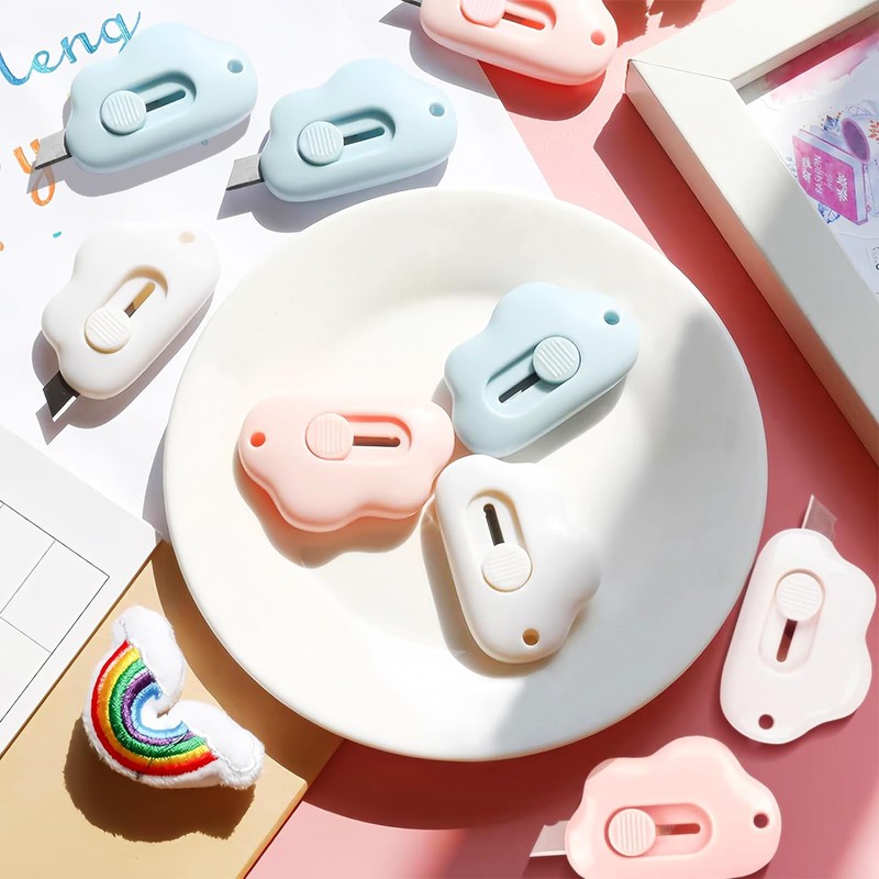 Box Cutters Retractable, 3 Pack Retractable Letter Opener, Adorable Cloud