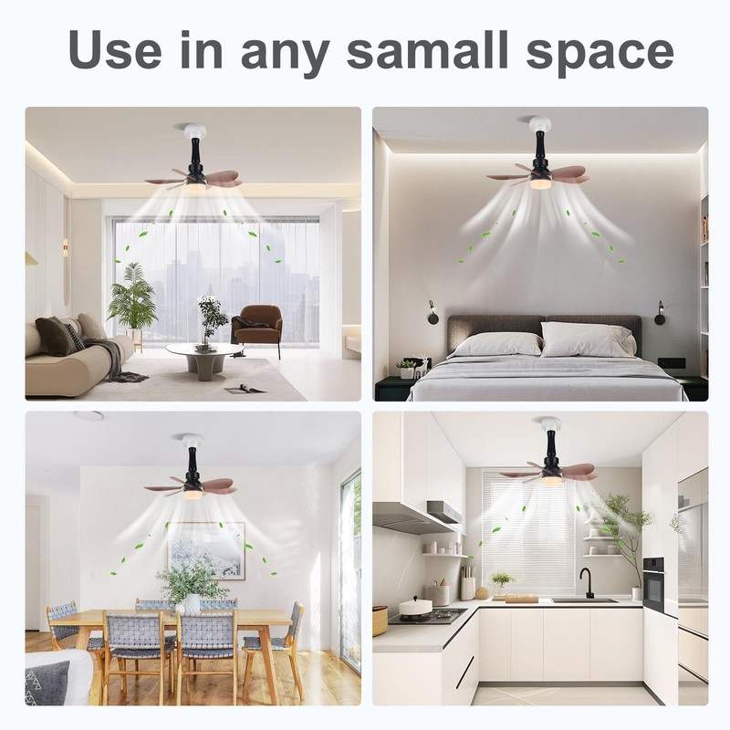 Socket Fan Light, Light Bulb Fan 20.5IN Dimmable, Screw in