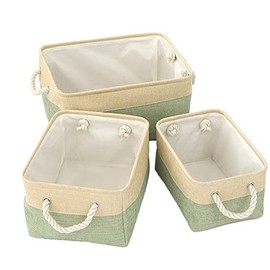 Pack of 1 Linen Storage Basket, Double Colour Matching Storage Basket, Storage Basket with Rope, Basket Storage Baskets, Changing Table Organiser, for Bathroom, Bedroom, Living Room, Green, S