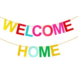 Amabro Welcome Home Banner, Sparkling Shiny Colorful Hanging Banner Welcome Banner Sign Welcome Back Decors for Home Decoration Weddings Christmas Housewarmings Family Theme Party Supplies