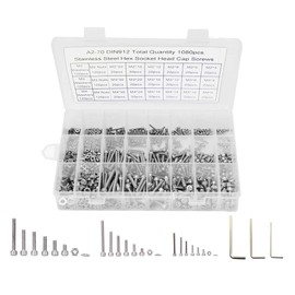 DIGISHUO 1080Pcs M3/M4/M5 304 Stainless Steel Screw Bolts and Nuts Kit Hex Head & 3X Allen Key (1080Pcs M2/M3/M4 Kit)