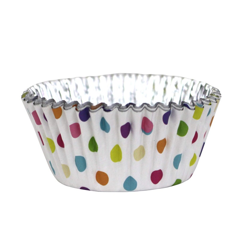 PME BC830 Multi Colour Polka Dot Cupcake Lined-30 Pack, Foil