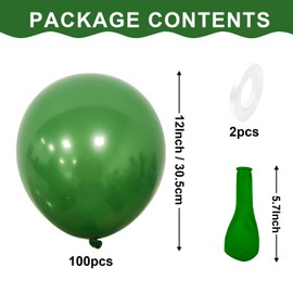 Teselife Dark Green Balloons, 100Pcs 12 Inch Matte Dark Green Balloons, Dark Green Party Balloons for Men Women Birthday Baby Shower Anniversary Graduation Christmas Wild One Party Decorations
