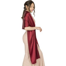BlackButterfly Satin Shawl Bridesmaid Wedding Wrap Scarf (Burgundy)