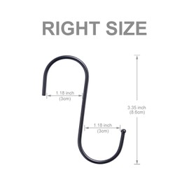 30 Pack Black S Hooks, 3.3 Inch Large S Shaped Hanging Hooks, S Hangers for Kitchen, Office, Bathroom, Garden and Cloakroom