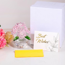 K9 Crystal Pink Lotus Flower Lotus Crystal Flower Figurine Birthday Present for Women Popular Retirement Gift for Her Wife Mother Wedding Anniversary Present Wedding Anniversary Gift Valentine's Day