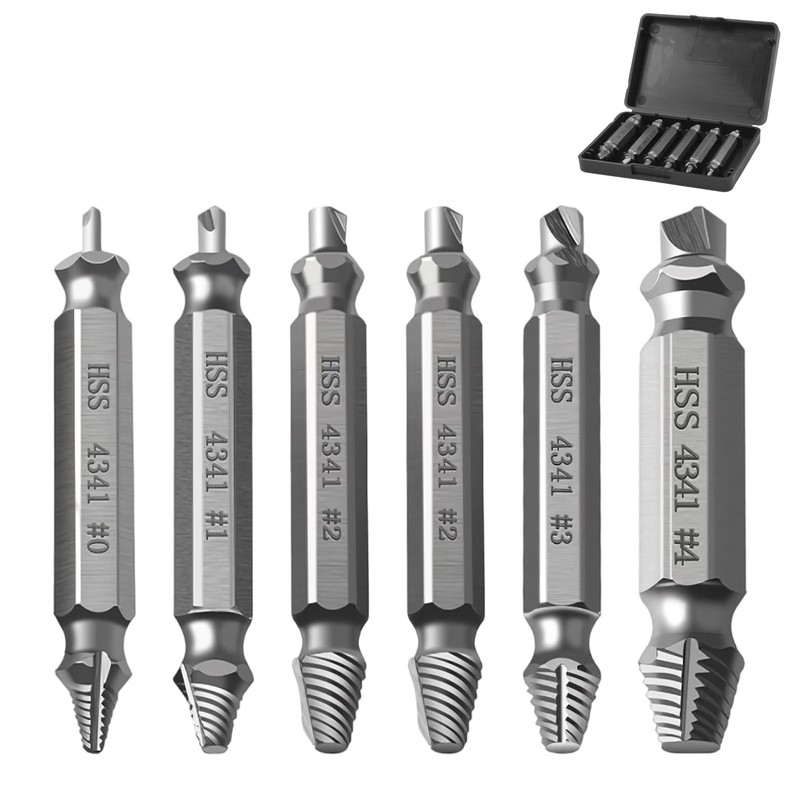 Pack of 6 Broken Screw Extractor Screw Extractor Kit, All-Purpose