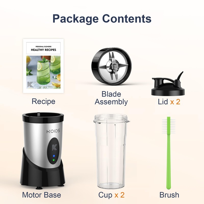 KOIOS Smoothie Blender, 900W Personal Blender for Shakes and Smoothies