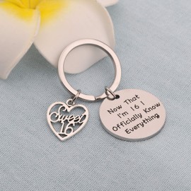 BEKECH 16th Birthday Gifts Sweet 16 Gift 16th Birthday Keychain Now That I'm 16 Officially Know Everything Birthday Jewelry for 16 Years Old Teen Boy Girls (silver)