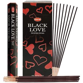 Hem 6 Pack 20 Stick Black Love - Box Of Six 20 Stick Tubes, 120 Sticks Total - Hem Incense