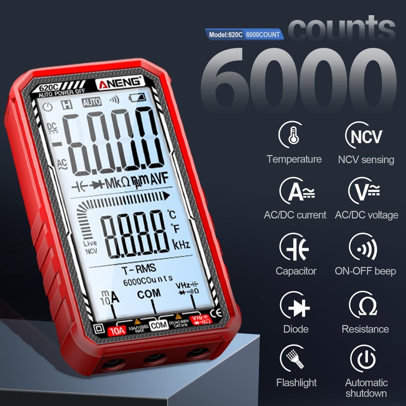 Digital Multimeter Tester, Smart Multimeter with Auto Ranging Digital Voltmeter