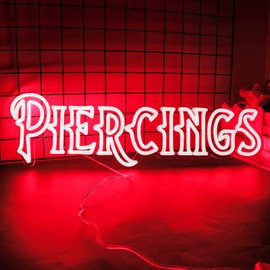 Vinray Large Piercings Neon Sign,Specially Designed for Tattoo Studio Signs, Super Bright Led Decorative Signs for Beauty Shop.Large Szie24*8inches.12V Power Supply
