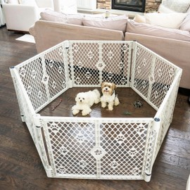 MYPET 6-Panel Paws Petyard, Gray Dog Playpen, Durable & UV-Resistant Puppy Playpen, Indoor/Outdoor Portable Dog Pen, Adjustable for Your Pet's Comfort, Friendly Design for Happy Pets