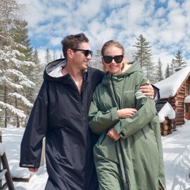 Owntop Swim Parka Surf Poncho for Kids Youth and Adult, Bat Wing Waterproof Changing Robe, Unisex Women Men Oversized Windproof Quick Dry Robe Hooded Beach Towel Jacket Coat for Swimming Black S