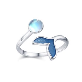 Moonstone Ring 925 Sterling Silver Open Ring for Women’s Synthetic Moonstone Jewellery Adjustable Ring for Girlfriend Mother