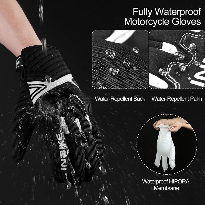 INBIKE Waterproof Winter Motorcycle Gloves Thermal Fleece Touchscreen with TPR