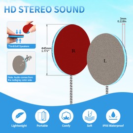 Wired Ultra Thin 4mm Pillow Speakers Stereo,Sleeping Music Headphones for Side Sleepers(3.5mm Jack)