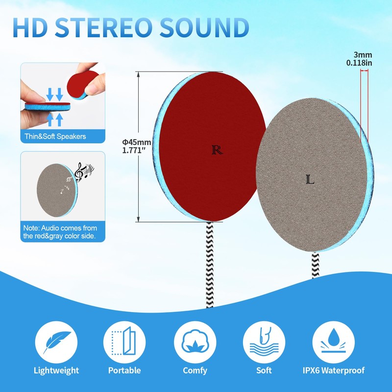 Wired Ultra Thin 4mm Pillow Speakers Stereo,Sleeping Music Headphones for