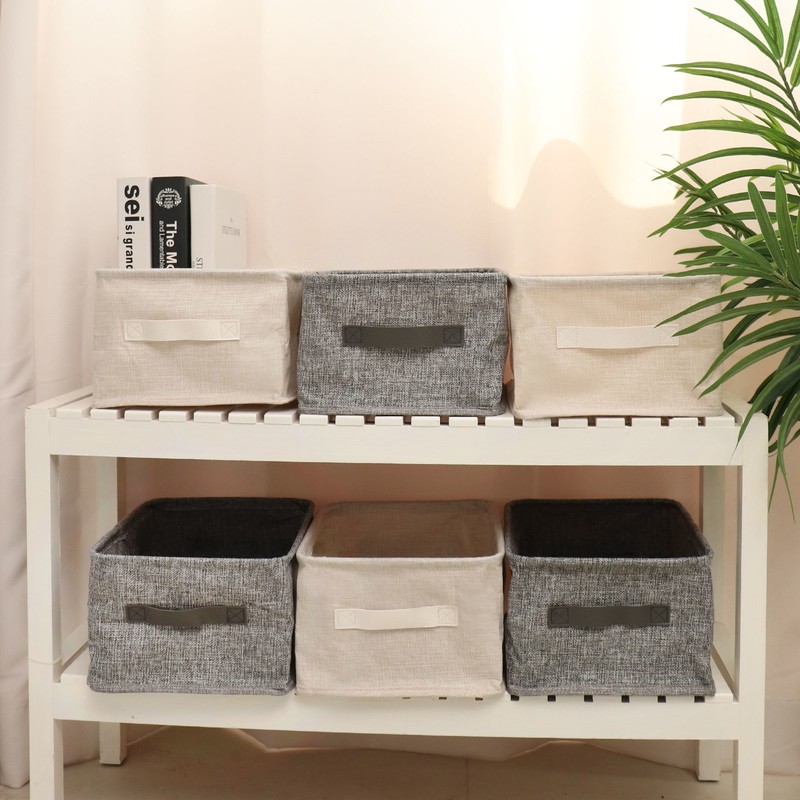 Hanui Tongsang folding square handle fabric basket storage basket, beige