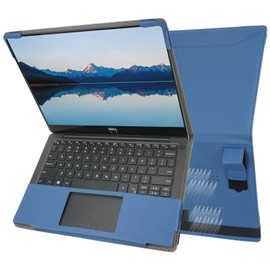 TYTX PU Leather Folio Book Cover Case Compatible for 2018~2022 13.3" Dell XPS 13 9370 9380 9305 7390 non-2-in-1 Notebook Computers ONLY, Protective Folio Book Cover with Vents and Stand Blue