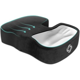 Samsonite Memory Foam Seat Cushion – Ergonomic Cushion for Office Chair, Tailbone Pressure Pad, Coccyx Support for Sciatica, Supportive Seat for Car, Desk, and Gaming Chairs, Black