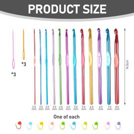 12-Pack Crochet Hooks Set,Crochet Hook Crochet Hooks with 6 Suture Needles and 10 Marker Buckles Multiple Specifications to Meet Your Various Production Needs