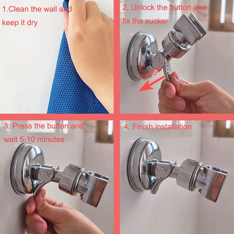 Medsuo Adjustable Shower Head Holder Removable Suction Cup Shower Head
