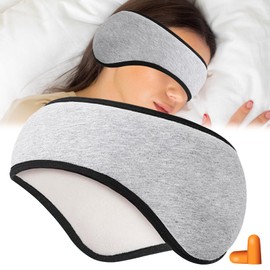 YIZWINS 2 in 1 Headband for Sleeping and Earmuffs, Sleep Mask, Sleep Mask, Anti Noise Headband for Sleeping, for Men and Women, Sleep Mask for Travel, Lunch Break (Grey)