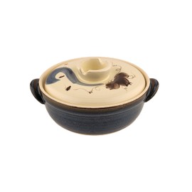 Lake Tian Ceramic/Clay Cooking Pot, Japanese Donabe, Chinese Ceramic/Casserole/Earthen Pot Cookware Stew Pot Stockpot with Lid Small Steam, Flower Pattern, 3.4QT