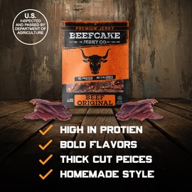 BEEFCAKE Jerky Pork Lover Variety Pack, Includes Beef Jerky Sweet Heat, Teriyaki, Honey BBQ & Smokehouse, 9 Gram of Protein & 100 Calories 2.7 Oz | Pack of 4