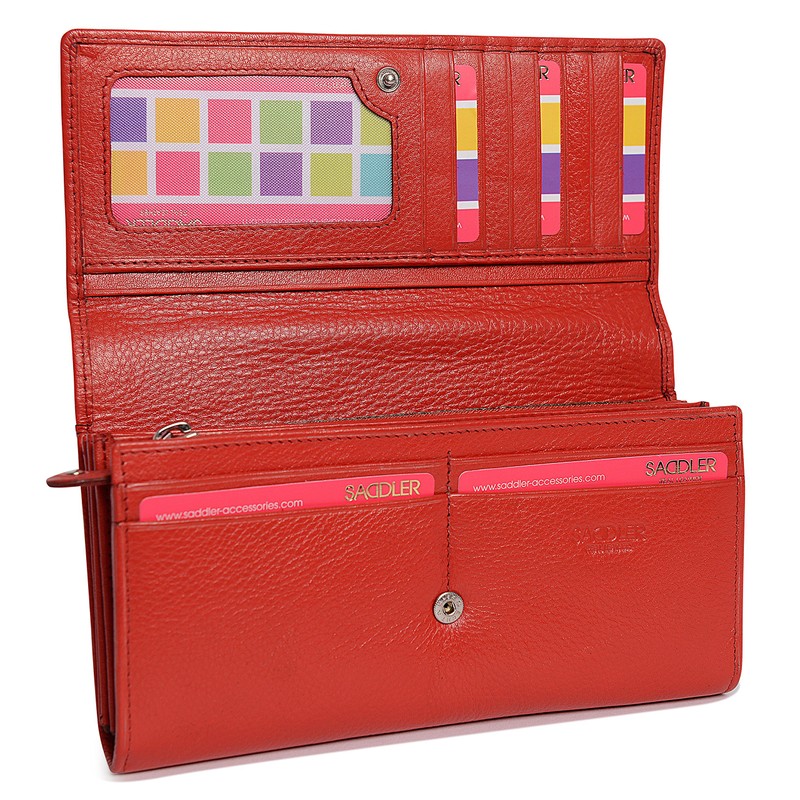 Saddler Womens Large Leather Wallet Credit Card Organiser Coin Purse