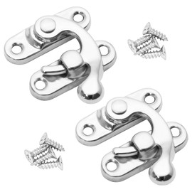 Biaungdo 5pcs Silver Vintage Style Swing Bag Clasp Closure Lock Latch for Furniture Wooden Box Jewelry Case with Mounting Screw & Screwdriver, 33 x 29 mm