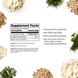 ProMix Nutrition Creatine Monohydrate Travel Packs, 5g of micronized Clean Creatine for Men and Women, Supports Muscle Growth & Recovery, Vegan - 30 Servings