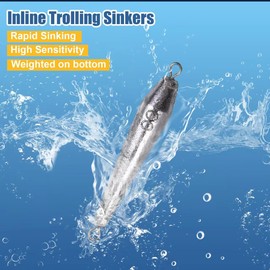 CWSDXM Through Wire Inline Torpedo Sinkers, Saltwater Bullet Fishing Weight for Trolling, Double Rings Anchor Fish Lead Pendan for Bottom Fishing Surf Fishing 1-5 oz(2oz, 5pcs)