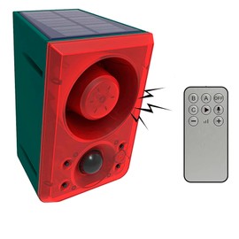 WONFAST Solar Sound Alarm Strobe Light Motion Detector,Gunshot & Dog Barking Sound,Recording 20s Custom Message,Warning Security Light Siren System for Farm Villa Barn Yard Chicken coop (1PCS)