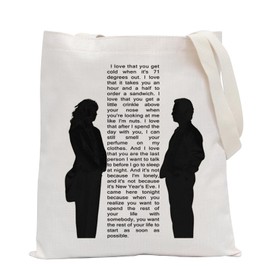 POFULL Romance Film Gift Movie Lover Shopping Bag Film Buff Gift Romantic Comedy Gift 80's Movie Inspired Tote Bag (I love that)