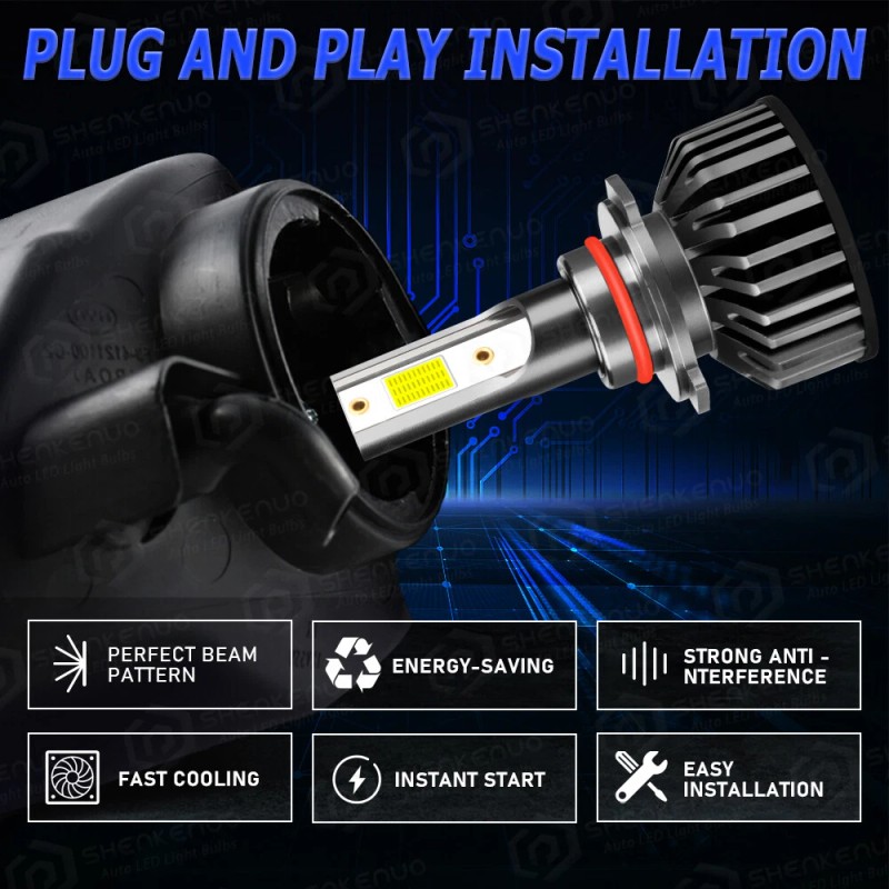 SHENKENUO LED Headlight Hi-Lo BEAM+Fog Bulbs For Volvo VNL VNM