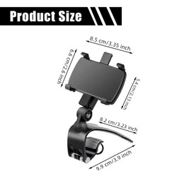 AMZAUTO Car Phone Mount, 1260 Degree Rotation Dashboard Phone Holder, Mobile Clip Stand for 4 to 7.2 Inches Smartphones, Car Universal Cell Mount for Dashboard Sun Visor