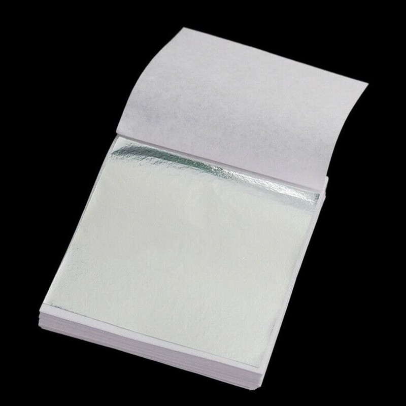 100Pcs Gilding Gold Silver Leaf Sheet Book Foil Paper Decorating