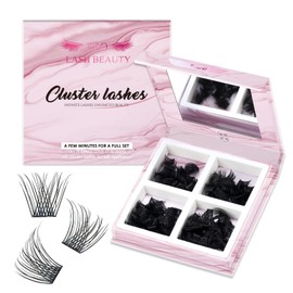 Lash Clusters 180 Pcs Cluster Lashes DIY Individual Lashes Fluffy Cluster Eyelash Extension Eyelash and Mirror 2 in 1 Easy to Apply at home Lashes (Natural,D-10-16mix)