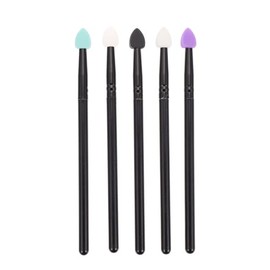Partykindom 5 Pinceles para Sombras de Ojos de Silicona Cepillos Profesionales para Maquillaje con Mango Largo para Aplicar Glitter y Sombras en Crema